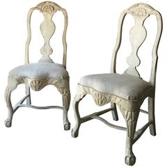 Antique Pair of 18th Century Swedish Rococo Period Chairs