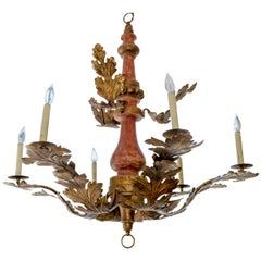 Italian Painted Wood and Gilt Tole Chandelier