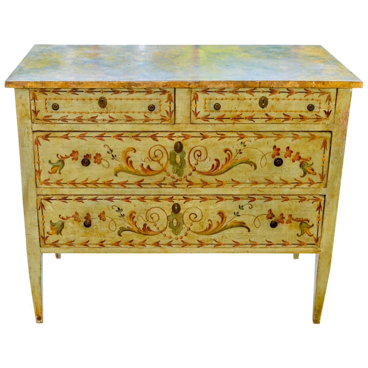 Late 18th Century Neoclassical Italian Painted Commode