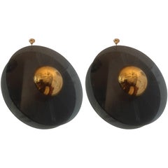 Pair of "Saturno" Moderne Pendant Chandeliers