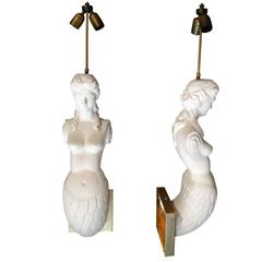 Cast Stone Plastered Sculptures Sconces, Manner of Serge Roche