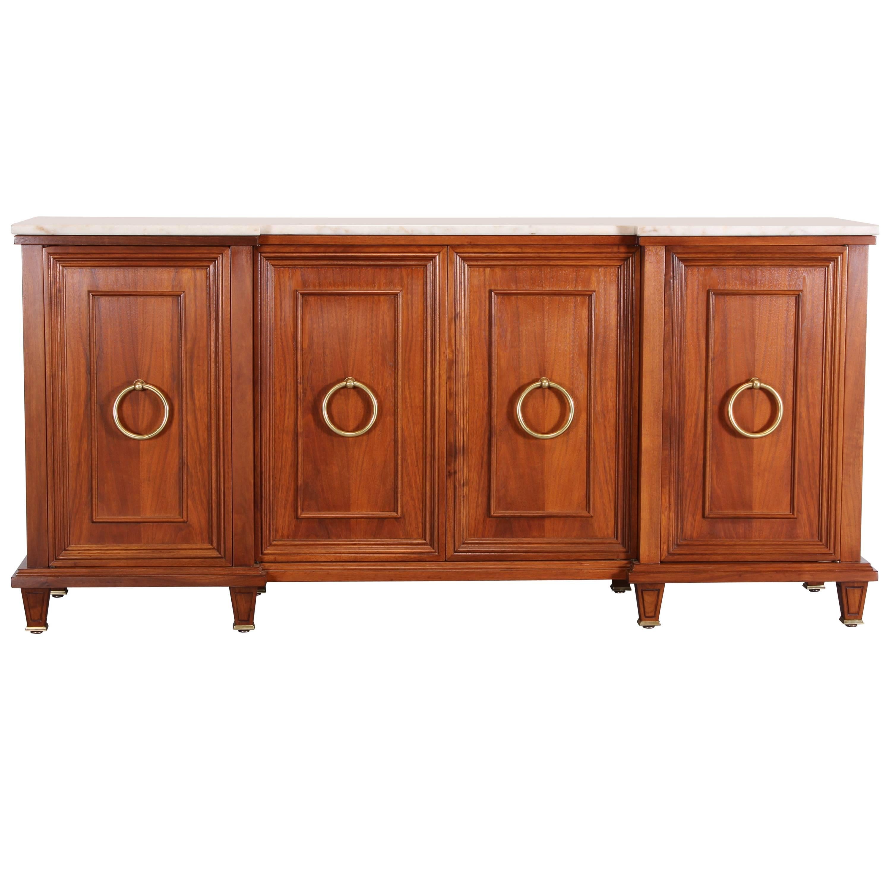 Walnut Hollywood Regency Sideboard in the Style of Jansen, 1940