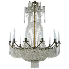 Antique Neoclassical Russian Style Twelve-Light Crystal Chandelier