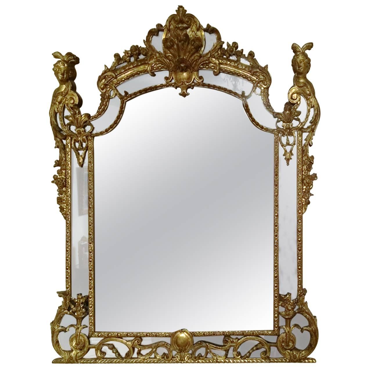 Exceptional French Regence Period Giltwood Boiserie Mirror, France, circa 1725 For Sale