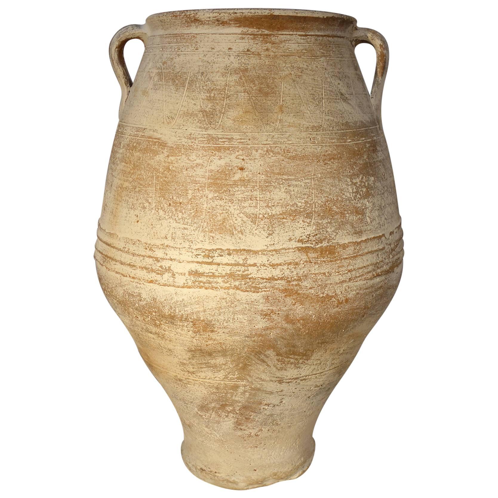 Mediterranean Antique White Pottery Amphora