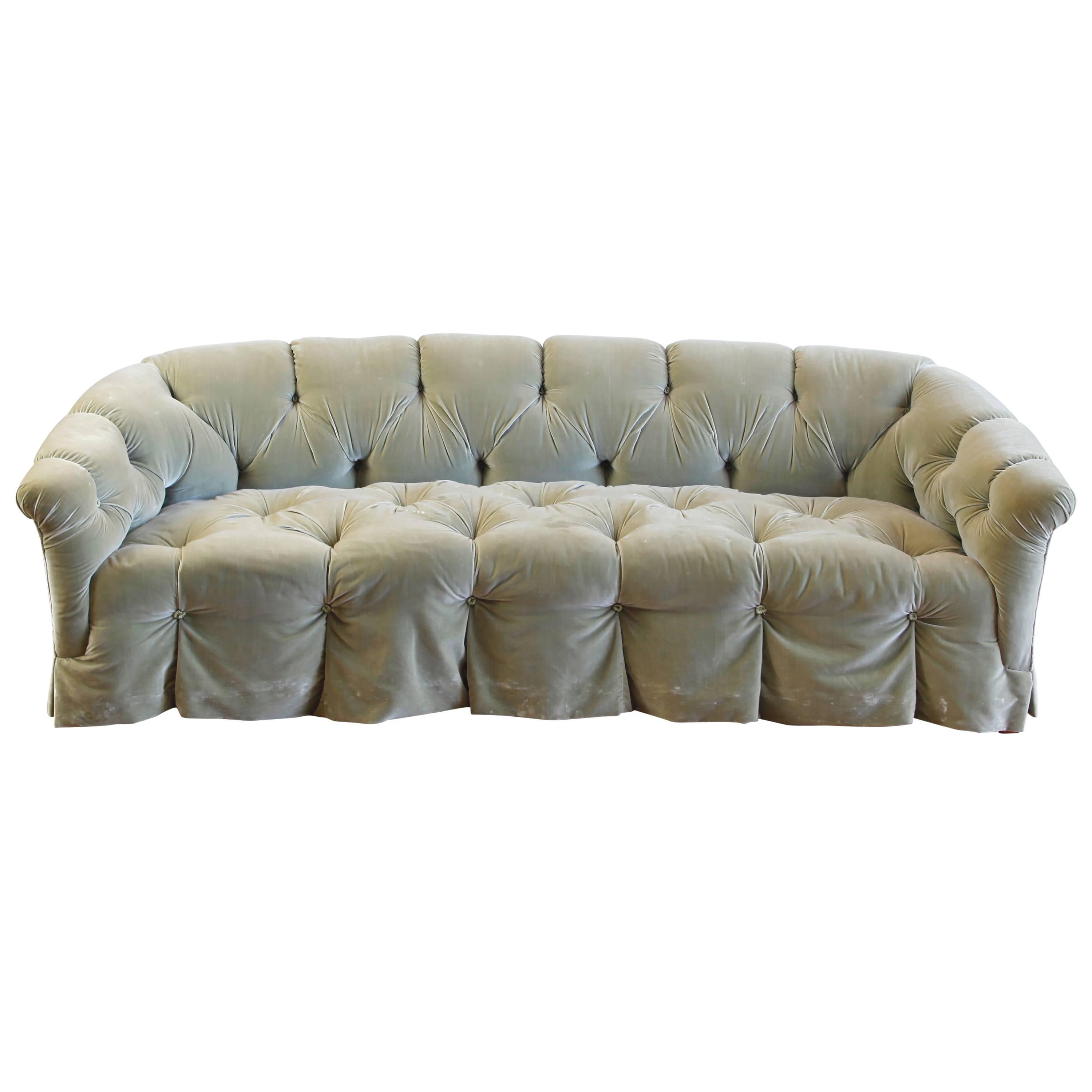 Rare Tufted Velvet Sofa by Anthony Hail For Sale