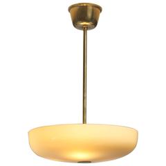 Paavo Tynell Opaline Glass and Brass Pendant for Taito, Finland, 1940s 5