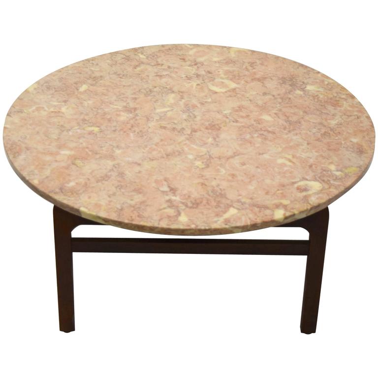 Pink Marble Coffee Table by Jens Risom, circa 1960, American at 1stDibs