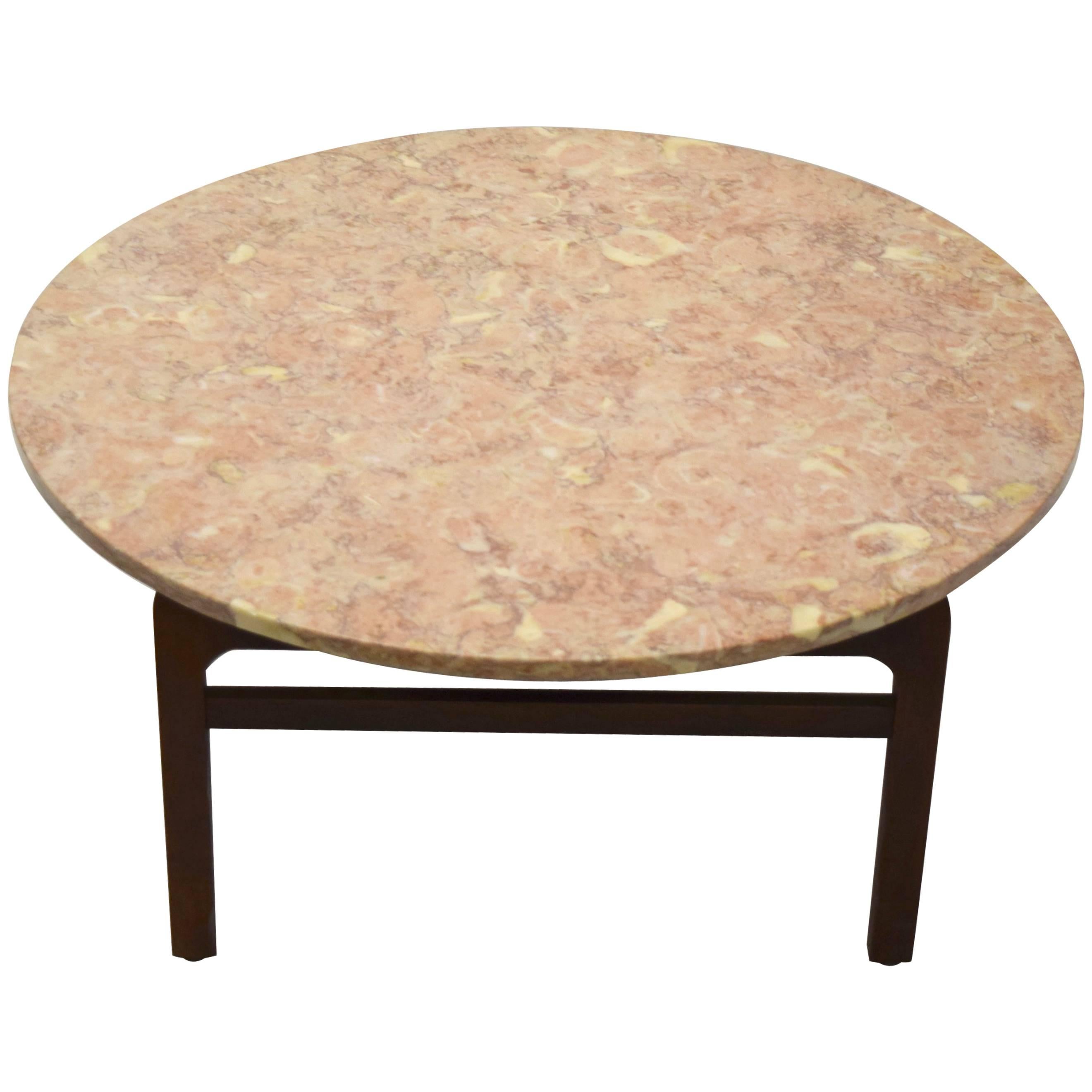 Pink Marble Coffee Table by Jens Risom, circa 1960, American