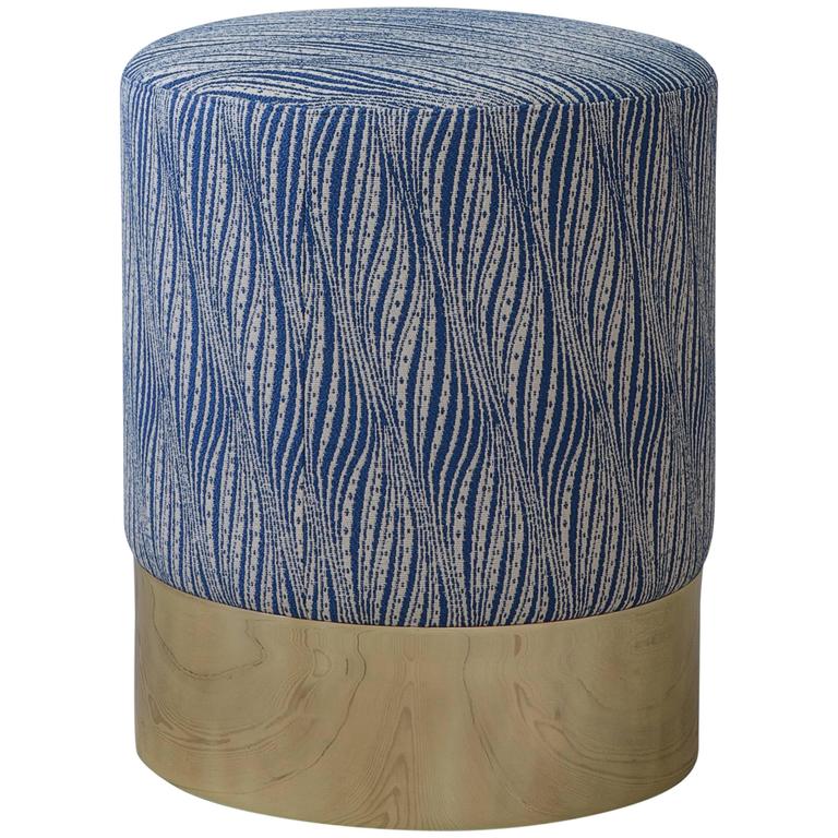 Azucena Stool in Linen Textile For Sale