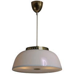 Lisa Johansson-Pape White Acrylic and Brass Pendant for Orno, Finland