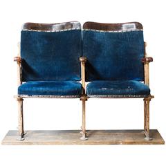 Distressed Blue Velvet Cinema Seats