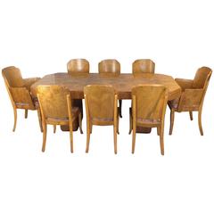 Vintage Marcel Guillemard Art Deco Dining Table and Eight Chairs