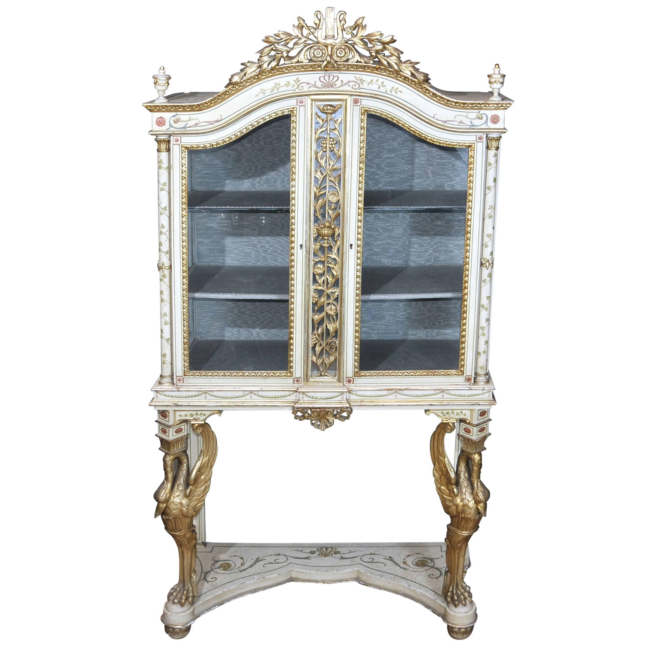 Empire Style Painted Display Cabinet Bijouterie French Furniture For Sale