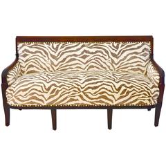 Empire-Style French Settee, Newly Upholstered in Zebra Velvet 8
