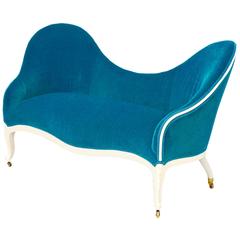 Petit Victorian Settee, Newly Upholstered 4