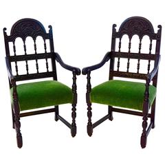 Boardwalk Empire English Carved Armchairs (Pair)