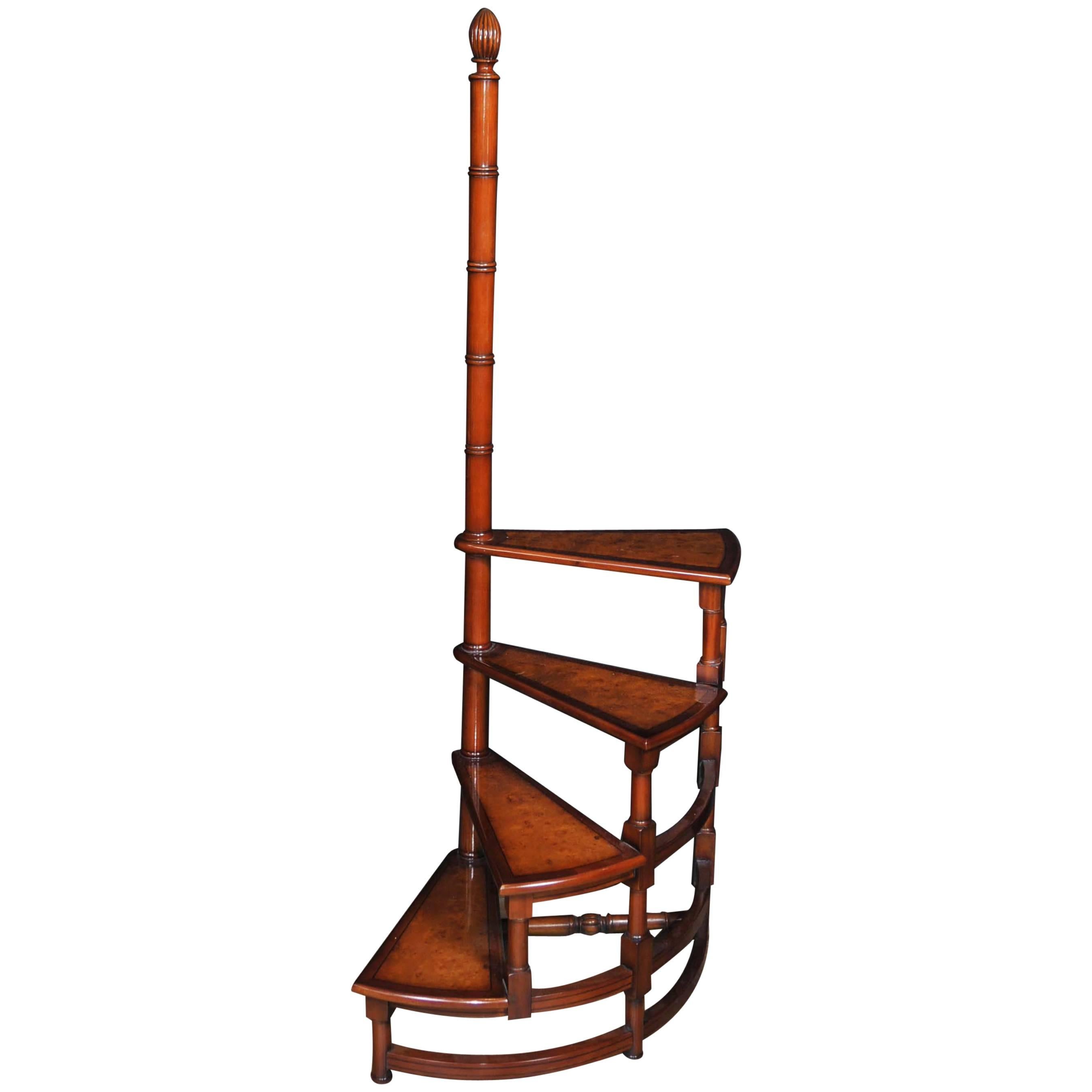 Victorian Style Library Steps in Mahogany Ladder Step Bookcase
