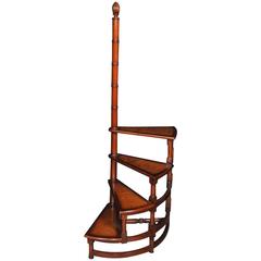 Vintage Victorian Style Library Steps in Mahogany Ladder Step Bookcase