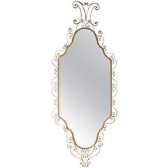 Mid-Century Modern Pair of Italian Wrought Iron Gilded Mirror 5