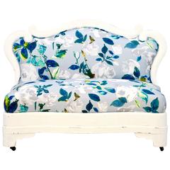 Petit Victorian Settee with White Painted Frame 5