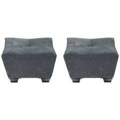 Pair of Mohair and Lucite Ottomans designed by Prime Gallery 10