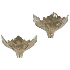 Dramatic Pair of Leaf Sconces by Robert Marcius