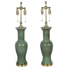 Pair of Beautiful Glazed Ceramic Lamps by Frederick Cooper