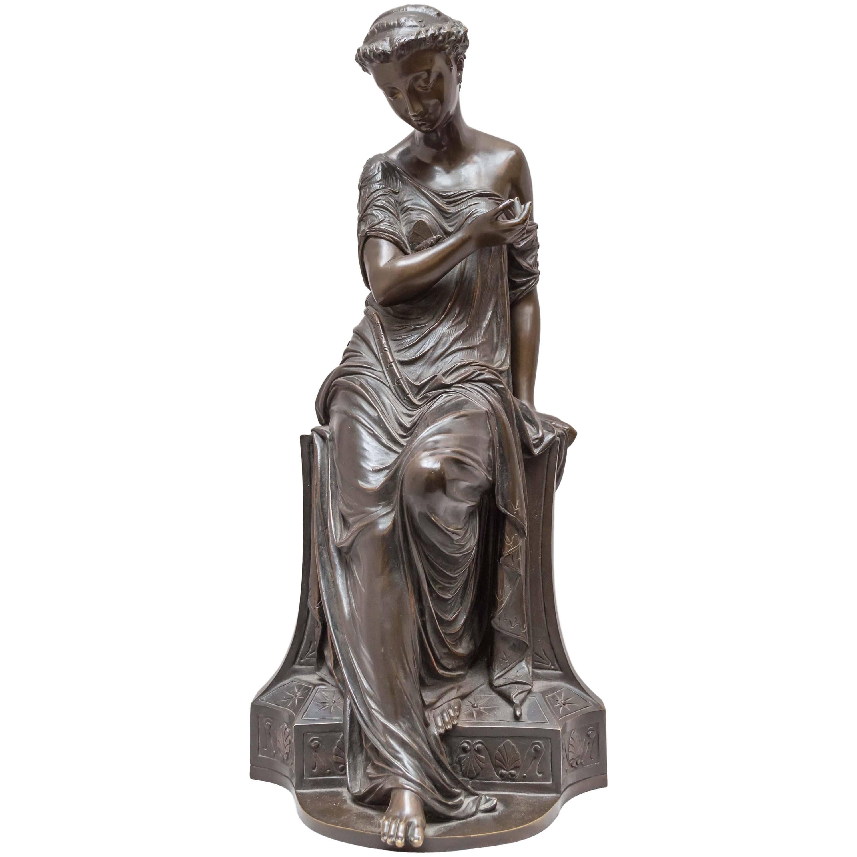 Neoclassical Bronze of a Maiden, Amour au Papillon, French, circa 1864