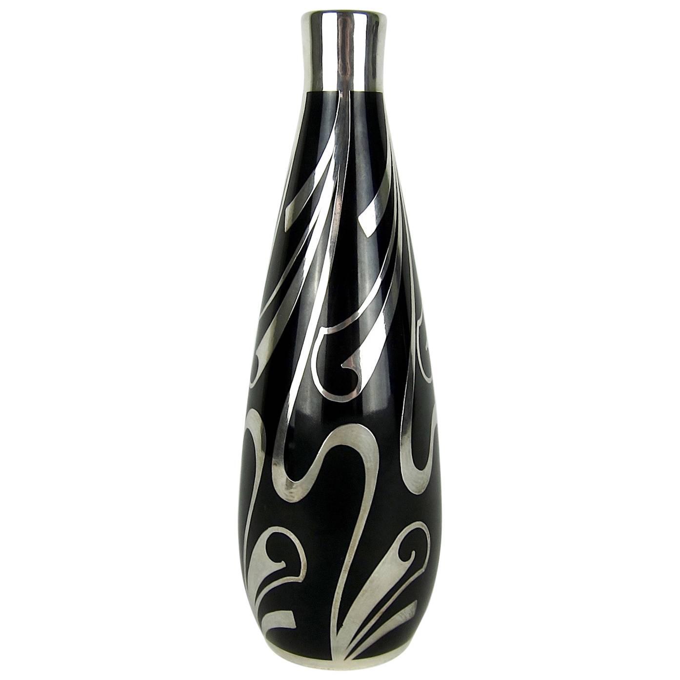Spahr Sterling Silver Overlay Vintage Vase By Hutschenreuther