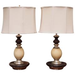 Pair of Spanish Ostrich Egg Lamps