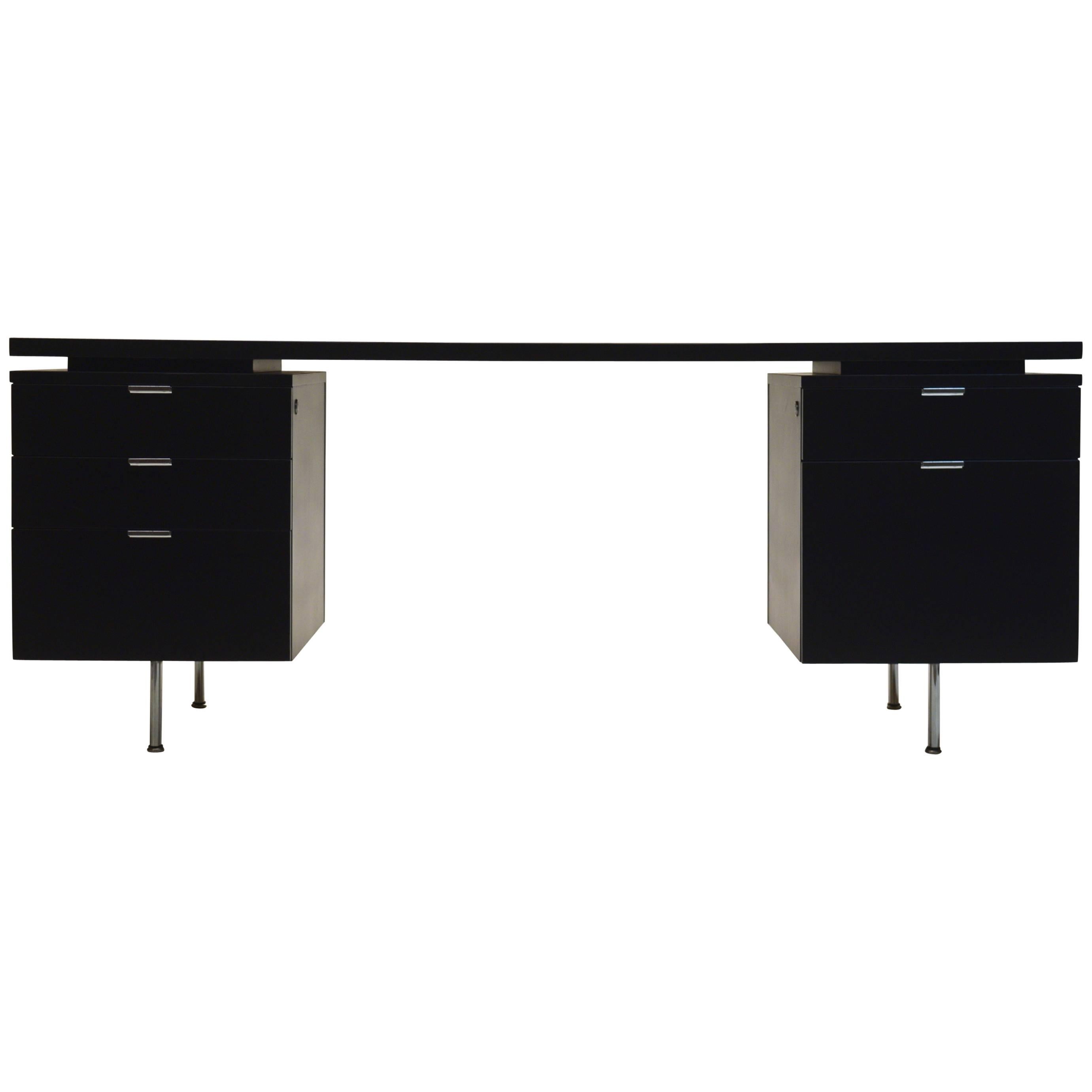 Exceptional Executive Desk by George Nelson for Herman Miller in Black Lacquer