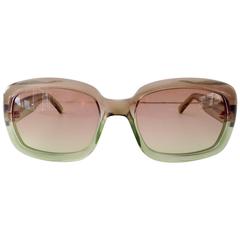 Retro 1970s Mod Valentino Green and Pink Ombre Sunglasses