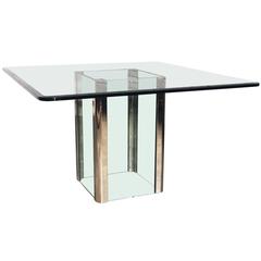 Pace Collection Glass and Chrome Square Dining Table