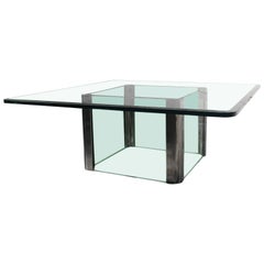 Vintage Modern Hollywood Regency Chrome & Glass Coffee Table by Pace Collection