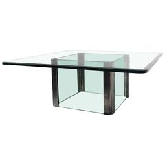 Pace Collection Chrome and Glass Square Coffee Table 9