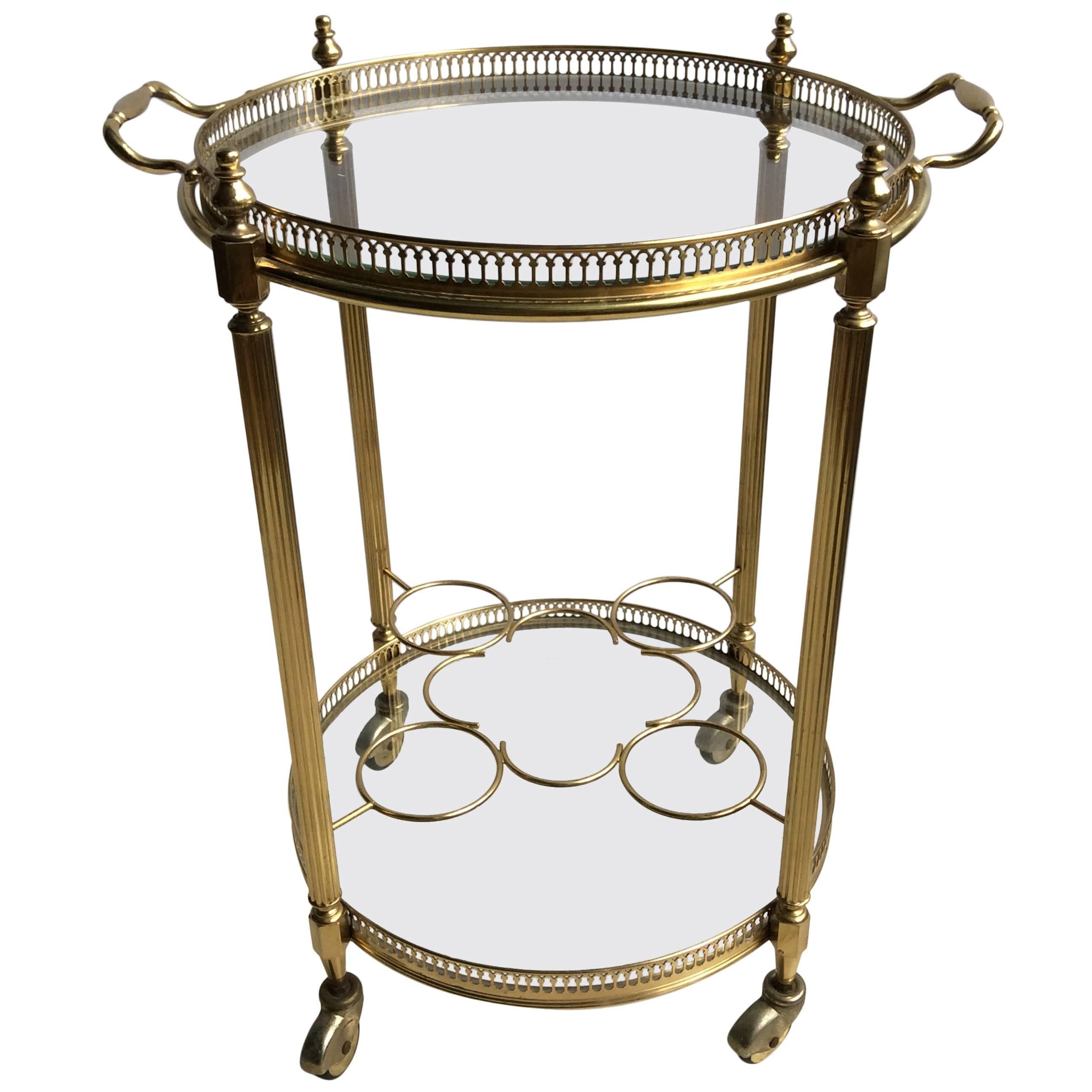 Round Vintage French Drinks Trolley or Bar Cart