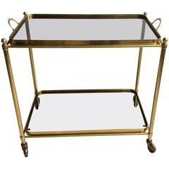 Vintage French Brass Drinks Trolley or Bar Cart