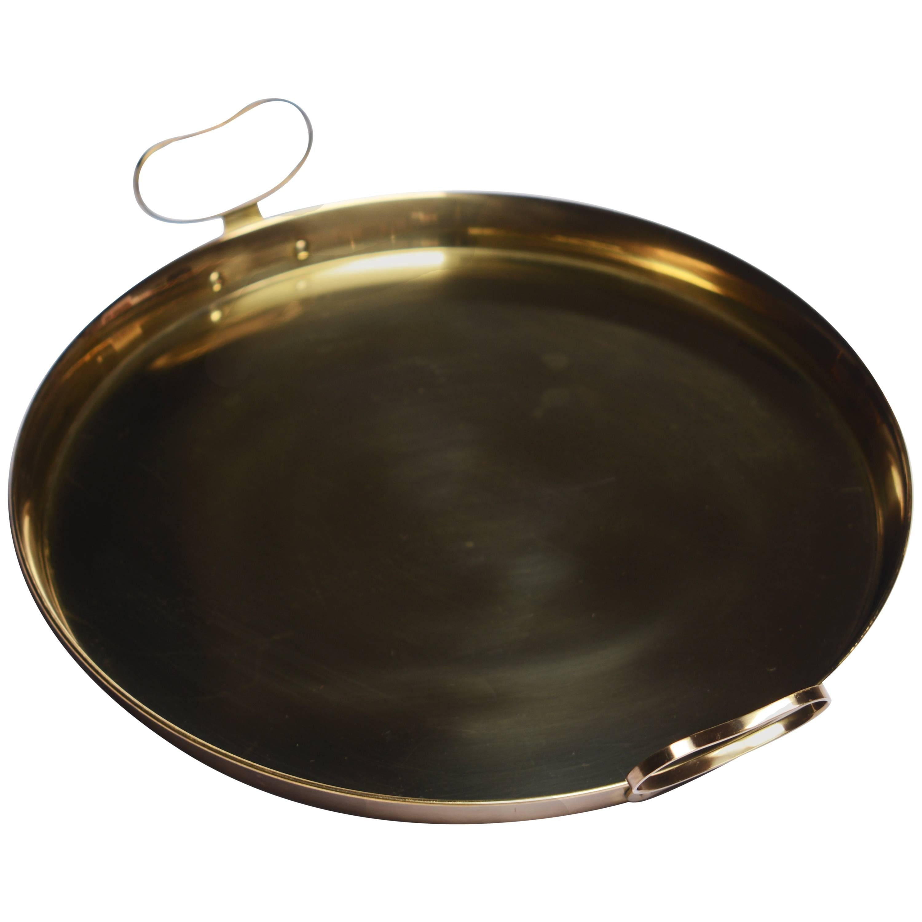 Gunnar Ander Large Brass Tray Made by Ystad Metall, Sweden For Sale