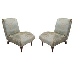 Pair Italian Mid-Century Modern Lounge / Slipper Chairs, Guglielmo Ulrich, 1930