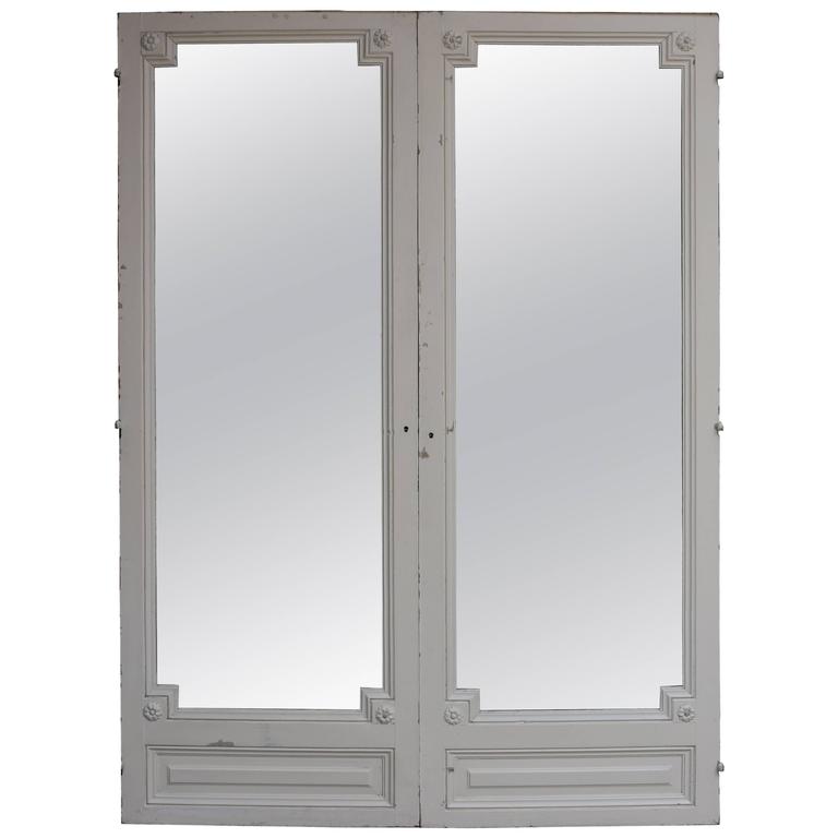 Pair of Antique French Double Mirror Doors For Sale at 1stDibs
