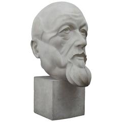 Monumental Art Deco Plaster Bust of Paul Signac, by J.J. Martel 12