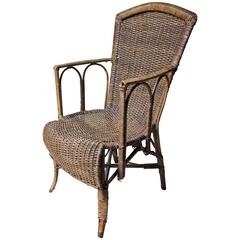 Used Charming Edwardian Period Wicker Open Armchair Attributed to Dryad, circa 1910