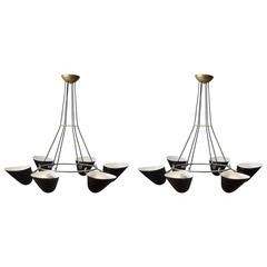 Large Pair of 1950s Black Metal Chandeliers by A.B. Read for Troughton & Young 3
