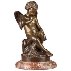 Patinated Bronze Statue Depicting "L'amour Pensif" after Etienne Marcel Falconet