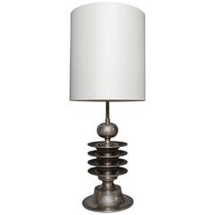 Oversized Italian Table Lamp Nickel-Plated over Brass 7