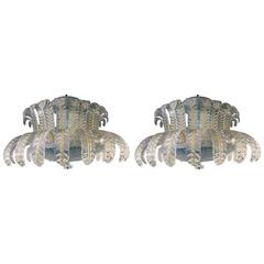 Pair of Murano Glass Chandelier Attributed to Barovier & Toso 12
