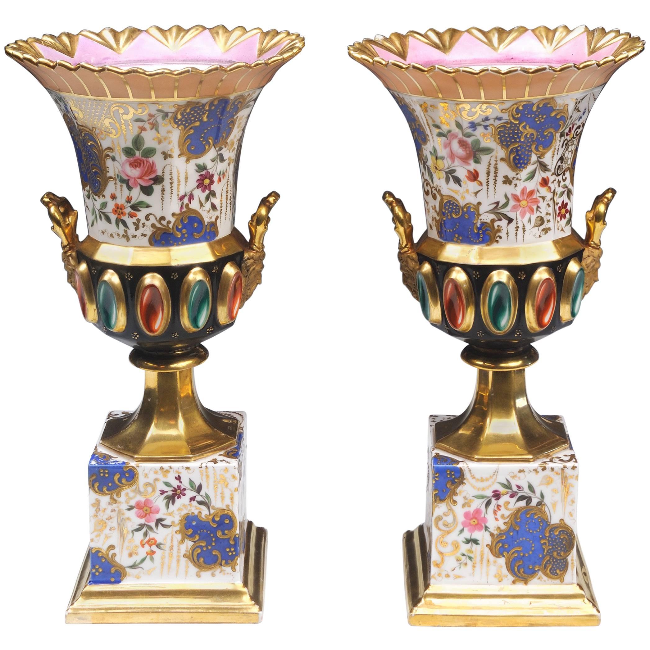Pair of Paris Porcelain Vases circa 1840