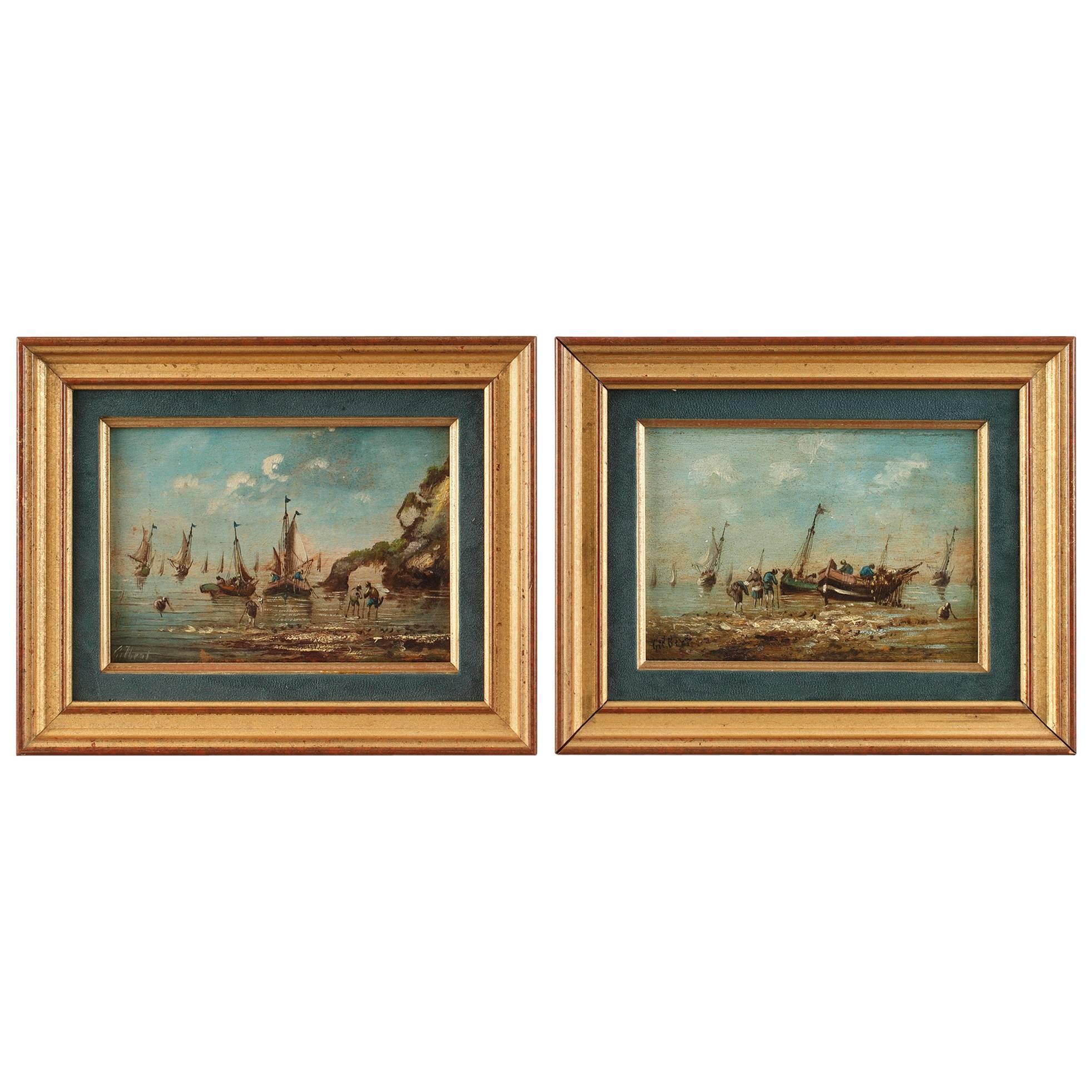 Pair of Seascape Oil Paintings by Pierre-Julien Gilbert