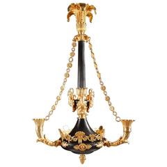 Late 19th Century Gilded and Patinated Bronze Chandelier with Three Lights